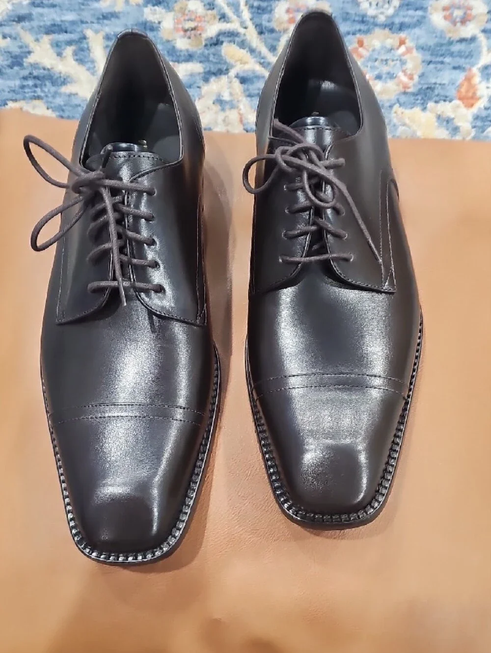 Donald J. Pliner Men's Dark Brown Cap-Toe Lace-Up Oxfords